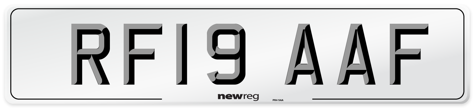 RF19 AAF Number Plate from New Reg